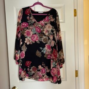 FLORAL lined shift dress